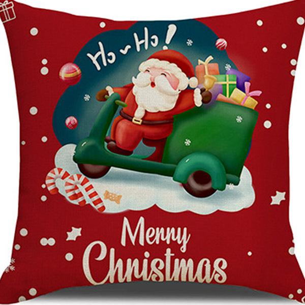 Christmas Theme Pillowcase Christmas Snowman Printed Linen Pillowcase High-value Car Pillowcase