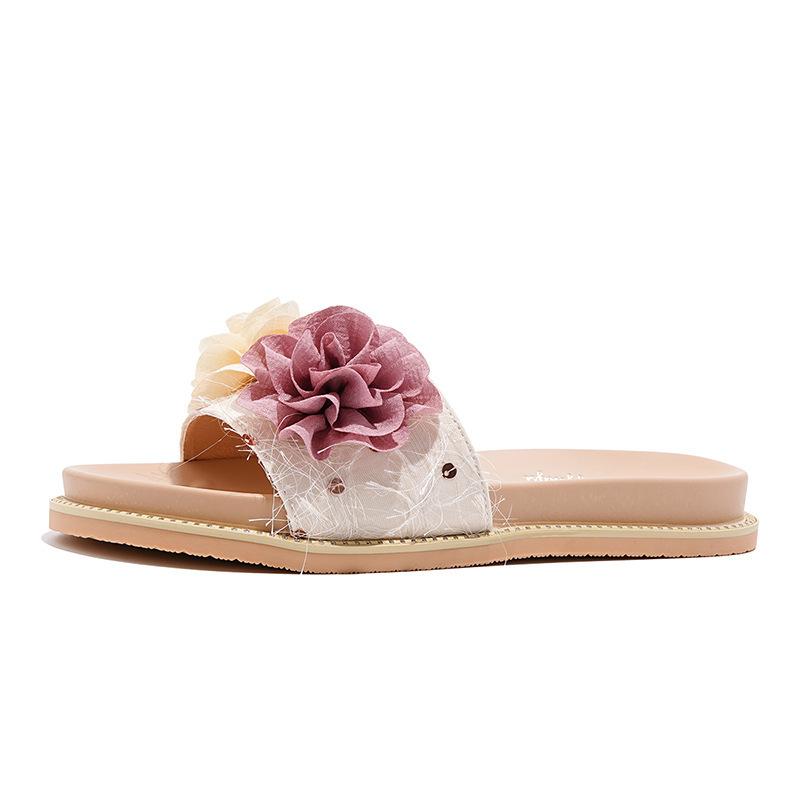 Versatile Open-toed Double Ring with Thick-soled Cool Slippers Large Size Fairy Style with Skirt Rose National Style Sandals Super Soft