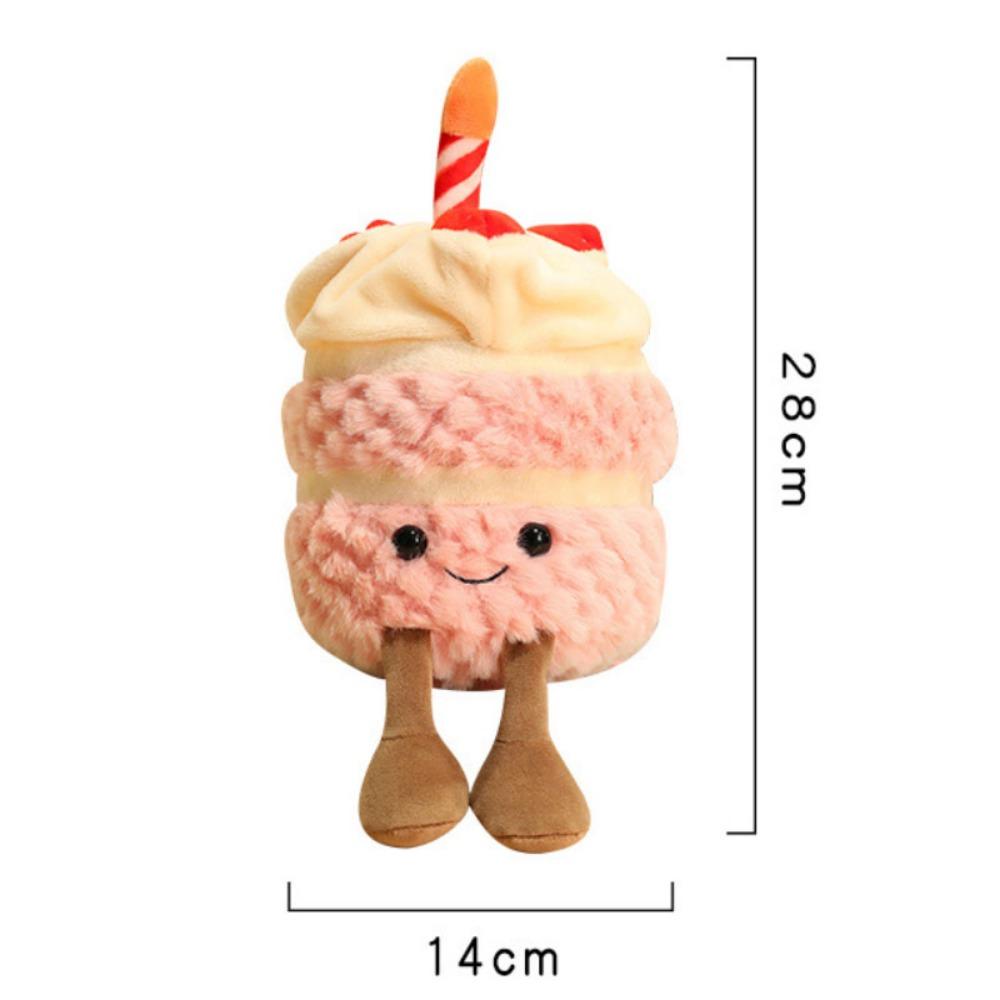 28CM Birthday Cake Cute Expression Plush Doll for Boys Girls Party Funny Stuffed Toy Room Desktop Display Creative Gifts