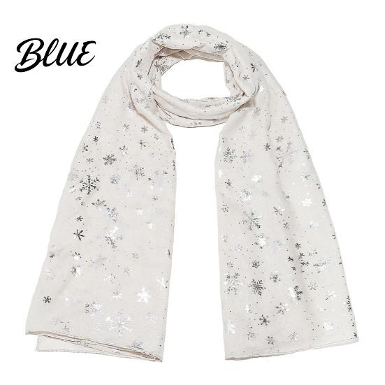 Holiday Gathering Accessory Glitter Sparkly Foil Snowflake Print Scarf for Women Christmas Soft Fabric Winter Gift Theme Shawl Wrap Fall Lightweight