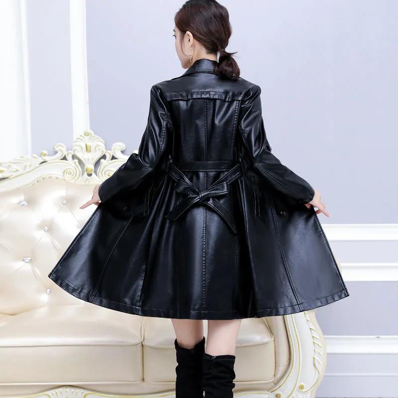 Chaqueta cortavientos de cuero gruesa para mujer, ajustadas coreanas, de longitud media, talla grande, Otoño/Invierno