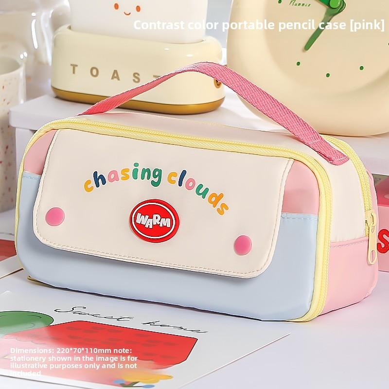 Multi Compartment Canvas Pencil Case With Durable Zipper For Students And Office Use
