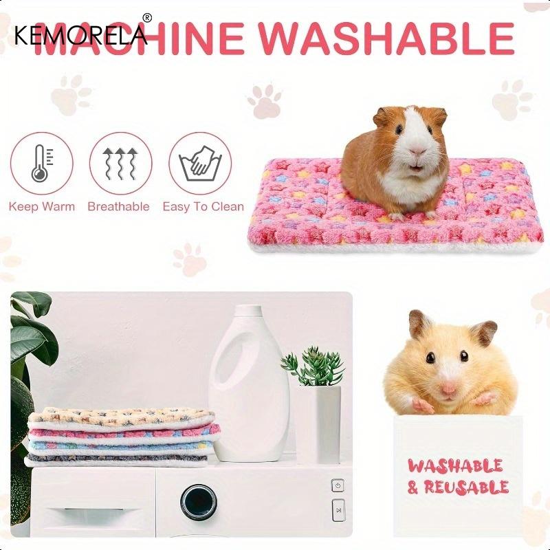 4 Piezas Colchón Universal para Animales Pequeños - Esterillas para Dormir de Felpa Suave para Conejos, Cobayas, Hámsteres | Interior para Todas las Estaciones