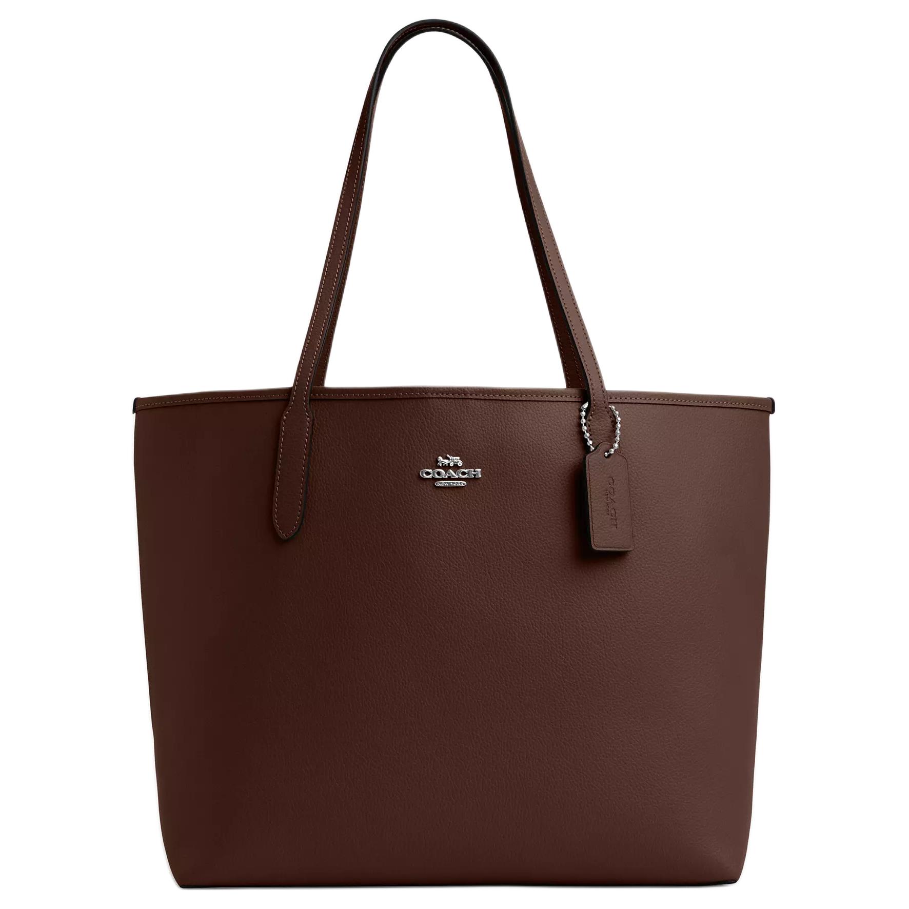 Coach City 33 Logo Snap Closure Reversible Leather Tote Bag Women tote Maple CR111-SVMPL Basic Set (Bag+Dust Bag)