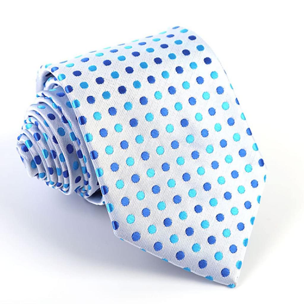 BUZZxSELECTION Men's Polka Dot Tie, Casual & Stylish, Suitable for Suits and Business, NT010 (01 Blue)