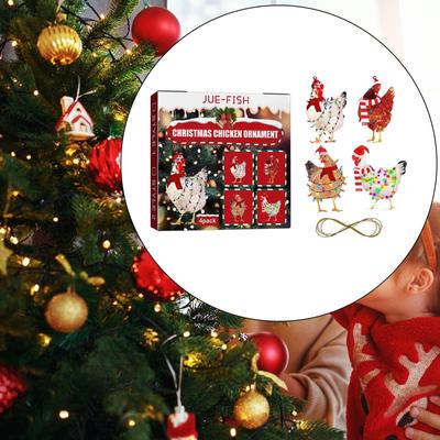 4 Stück Weihnachtsschal Hühneranhänger Holzspielzeug Partygeschenke Basteln Feiertagsgeschenk