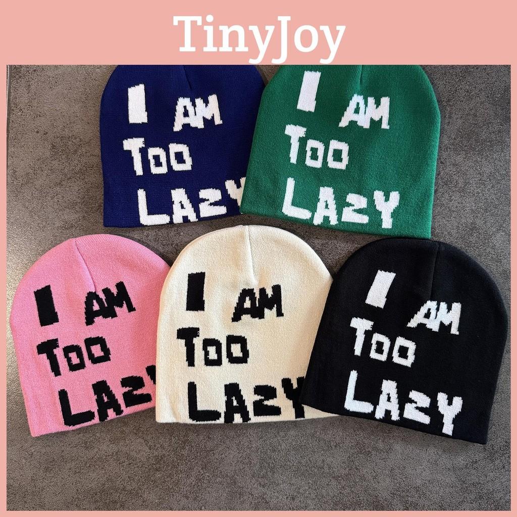 I Am Letter Too Lazy Embellishment Retro Streetwear Warm Wool Hat Couples Knit
