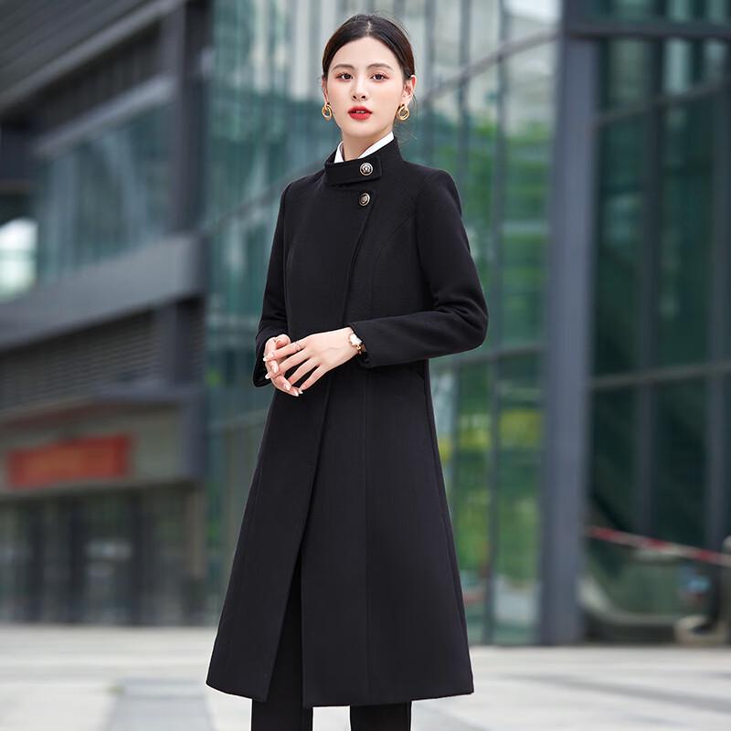 TLLOMAN Damen Professioneller Mittellanger Winter Wollmischung Mantel