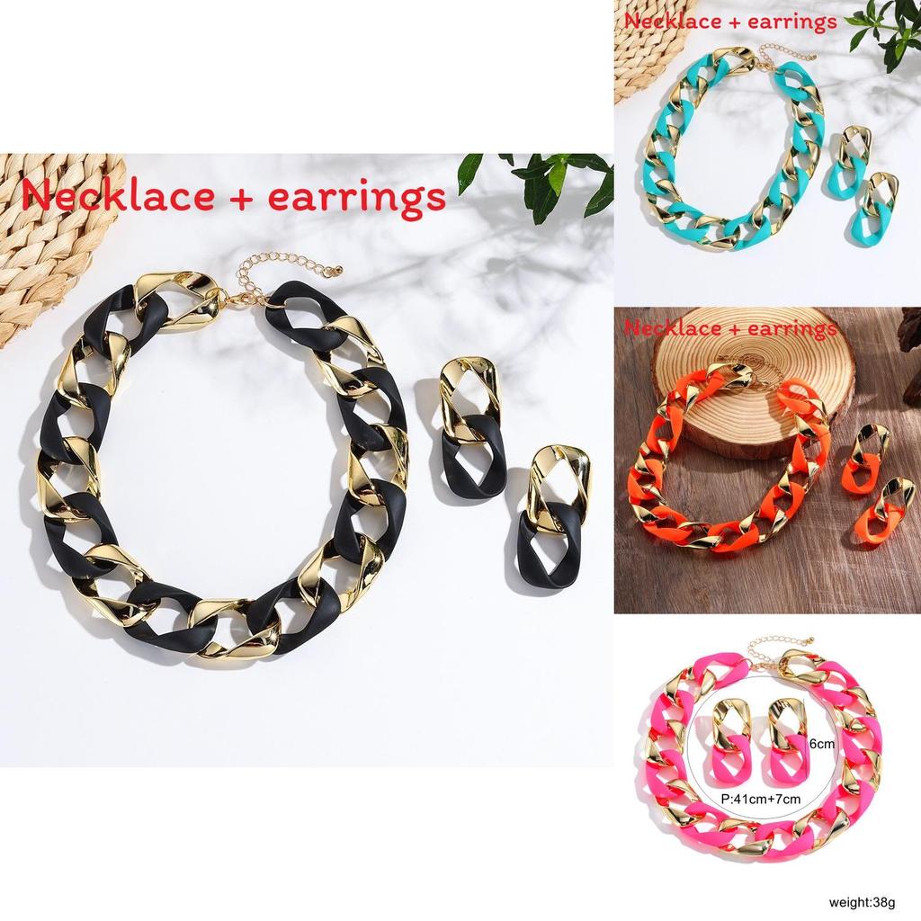 Unisex Bright Color Jewelry Set With Pendant And Metal Alloy Accents For Party Wear