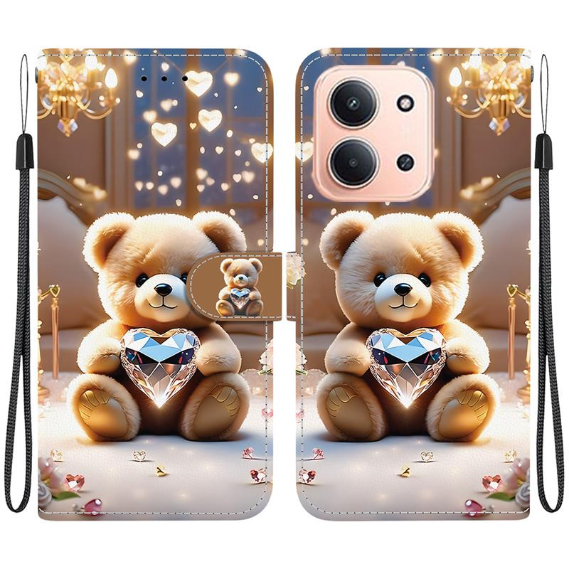 Custodia Animale Redmi 15C 15 Leone Panda Copri Telefono in Pelle per Xiaomi Redmi 15 15C EU 5G Globale Portafoglio Flip Custodia Proteggi Carte