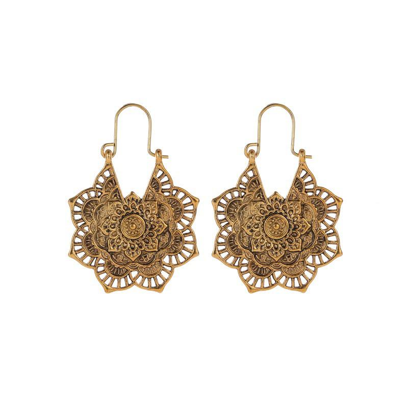 Bohemian Ethnic Carved Geometric Alloy Dangle Earrings