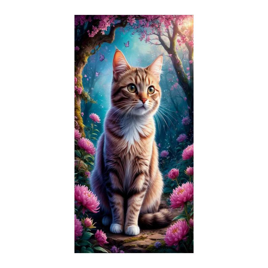 Moon Cat Flower Large Size Diamond Painting New Collection Animals Diy Full Drill Rhinestone Embroidery Mosaic Cross Stitch Kits Wall Decor