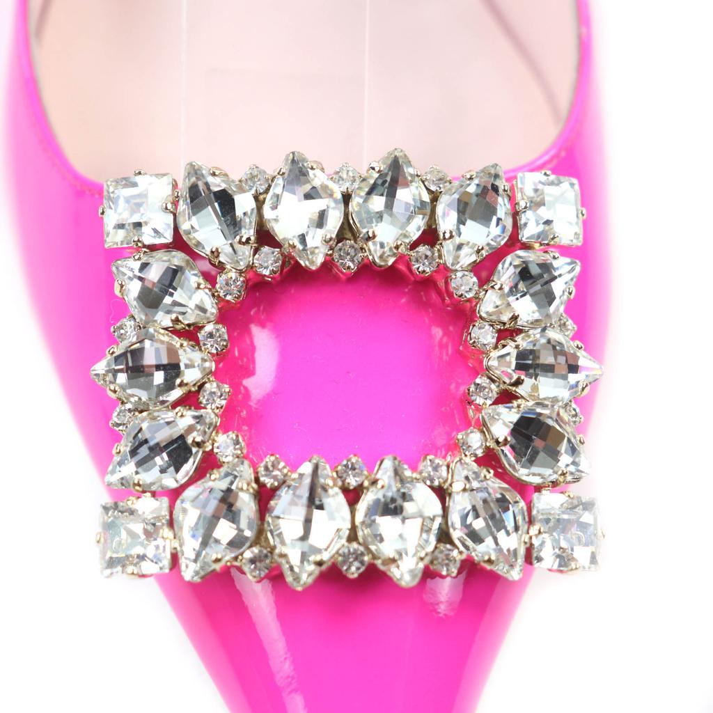 Roger Vivier Pumps Virgul Strass Schnalle rosa Lackleder Damen 38 Gebraucht