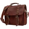 Vintage Goat Leather Messenger Real Satchel Genuine Laptop Brown Briefcase Bag