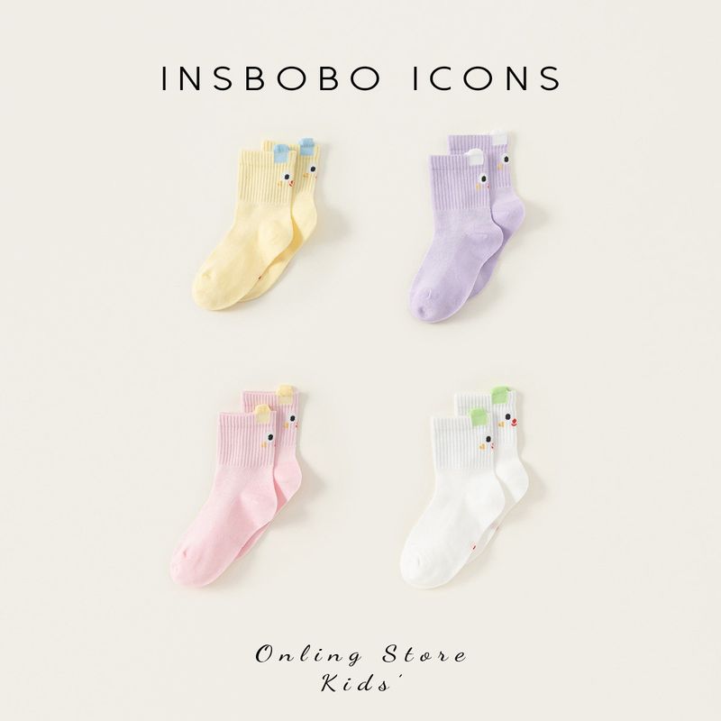 Insbobo Girls  Socks 2026 New Style Baby Cartoon Colorful Mid-Tube Socks for Girls Cute Soft Children s Socks S Size Socks Size: 12-14cm Cartoon Smiley Face