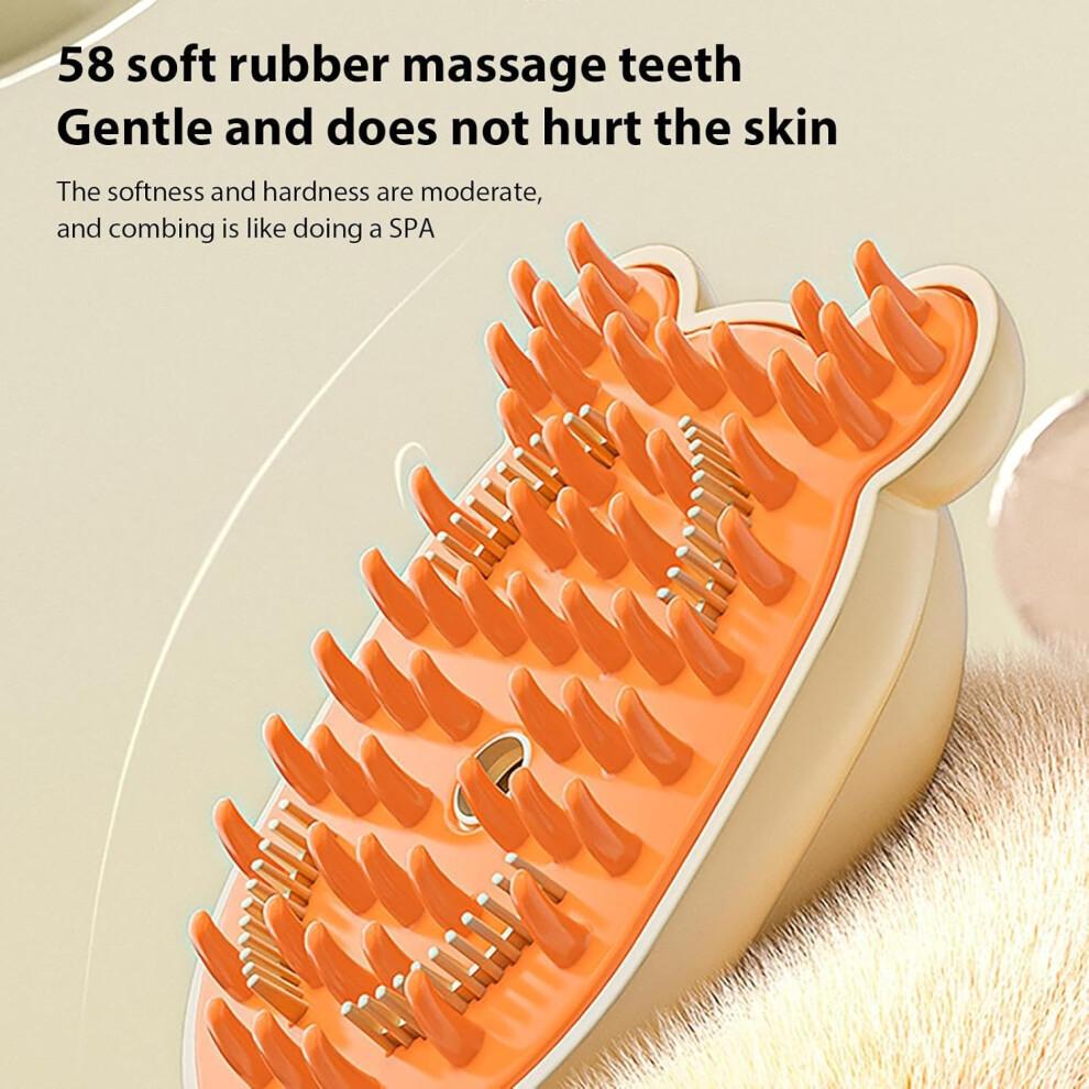 Steam Brush for Dogs and Cats, Rechargeable Electric Dandruff Tool with Double Comb, Anti-Static Long-Haired Pet Care - Beige