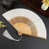 Folding Fan with Narrow Edges In Ancient Style, New Chinese Style Portable Summer Hollow-Out Fan for Women, Suitable for Hanfu and Dance
