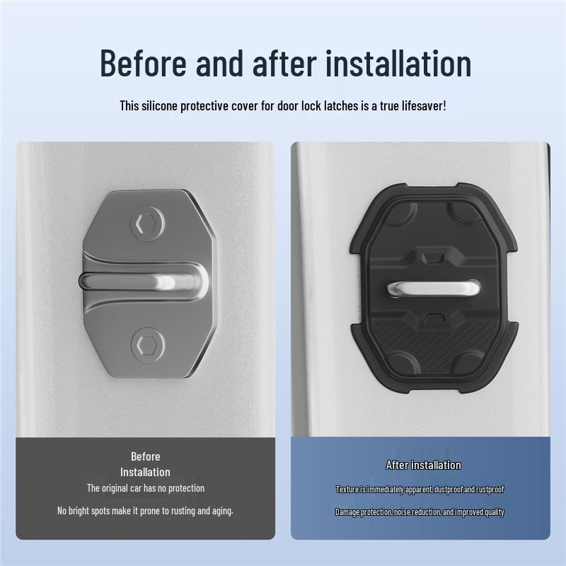 Car Door Lock Silicone Protector: Noise Reduction, Shock Absorption, Anti-Collision Pad for Safe Door Closing