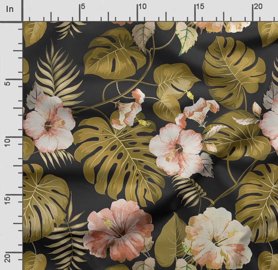 Soimoi Leaves Print,  Cotton Cambric, Quilting Fabric Sold by The Yard 42 Inch Wide, Medium Weight Cotton Fabric,