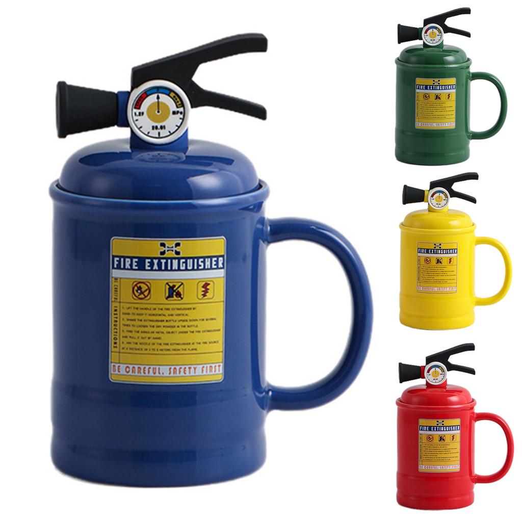 Kávové šálky Keramická šálka na čaj Hrnček v tvare hasiaceho prístroja s viečkom lyžičkou 400 ml Na horúce studené nápoje Mlieko Džús Nápojový hrnček Kancelária Dom Cestovanie Darčeky