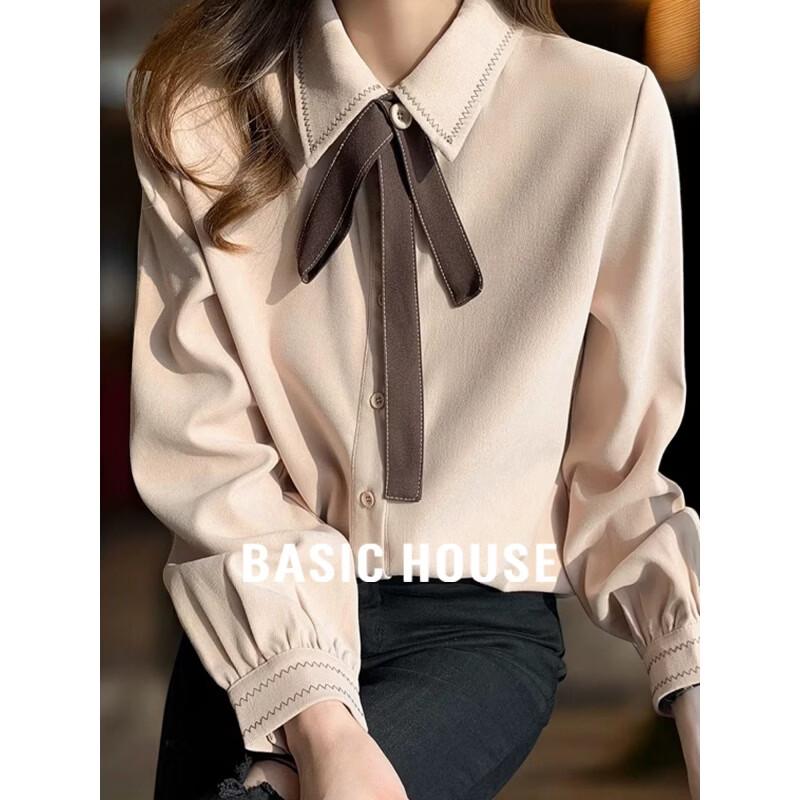 Basic House Women s JK Style Bow-Tie Blouse S