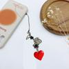 Unique Wood Carved 3D Love Heart Pendant Keyring Handmade Craft Ornament for DIY Bag Charm or Car Interior Decoration