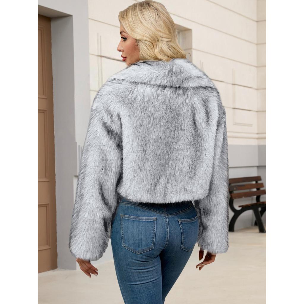 Women's Autumn and Winter New Imitation Fur Jacket Top, Women's Artificial Fur Short Plush Jacket