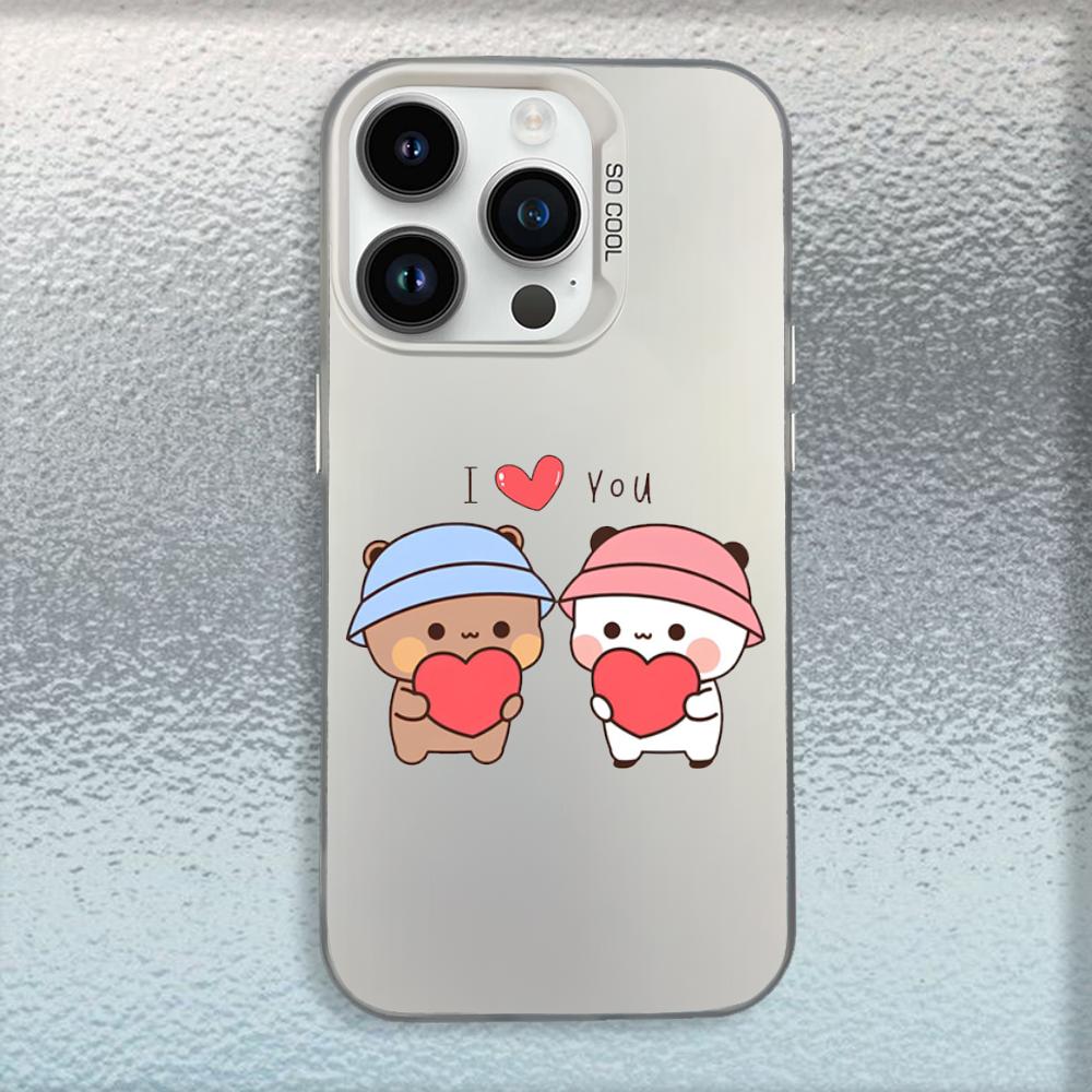 Sevimli BuBu DuDu Telefon Kılıfı iPhone 16,15,14,13,12,11,Mini,Pro,MAX İçin Beyaz Mat Darbeye Dayanıklı Kılıf