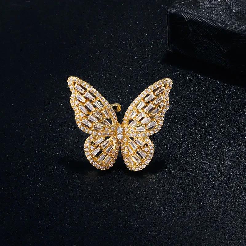 New Sight New Fashion Brand Jewelry Zirconia Butterfly Engagement Rings for Women Gift Adjustable Open Wedding Rings