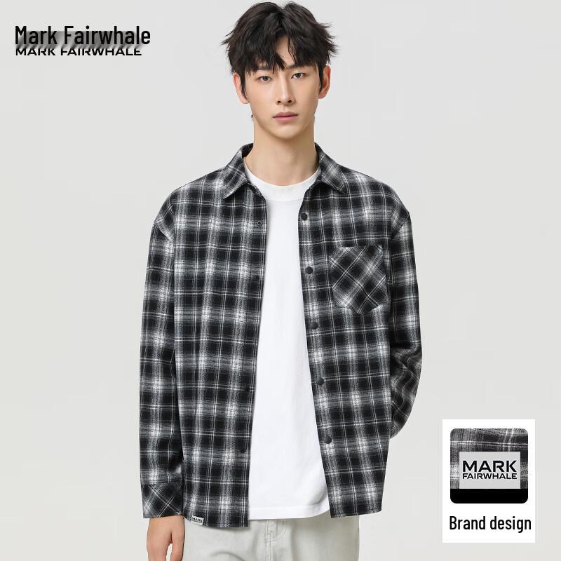 Mark Fairwhale Men's American Flannel Plaid Long Sleeve Shirt