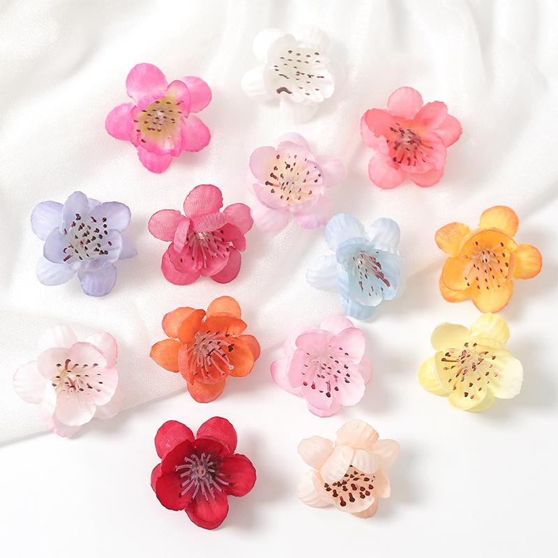 10/20Pcs 4cm Silk Peach Blossom Petals Simulation Cherry Blossom Flowers Heads for Home Room Dceor Bridal Wedding Decoration