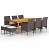 VidaXL 11-piece Garden Dining Set Brown 3067874