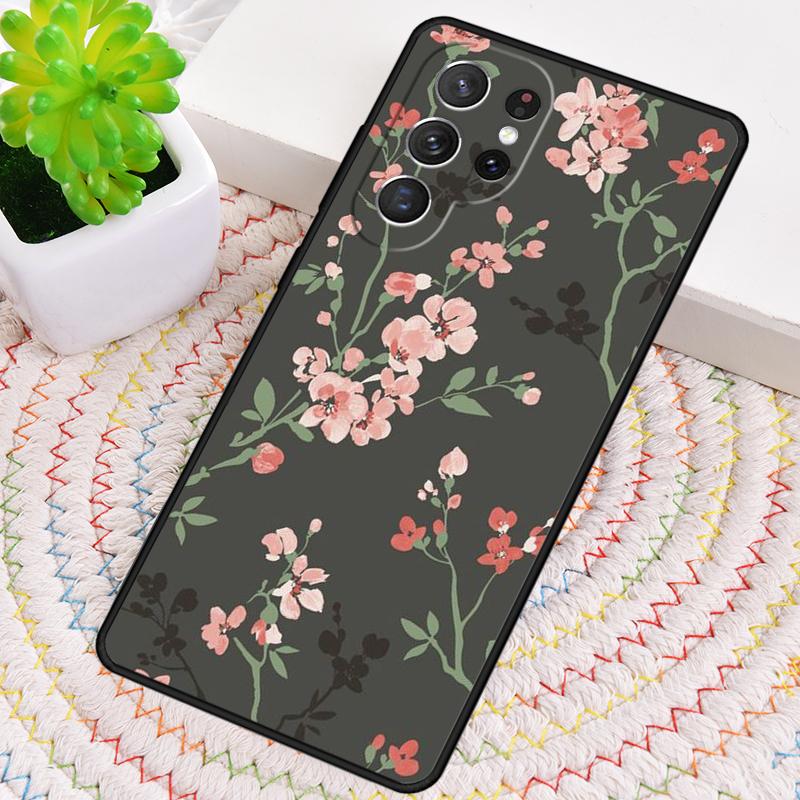 Midnight Floral Silicone Phone Case For Samsung Galaxy note 10 pro S26 S25 S24 S23 S22 S21 Plus S25Ultra Capa Cover