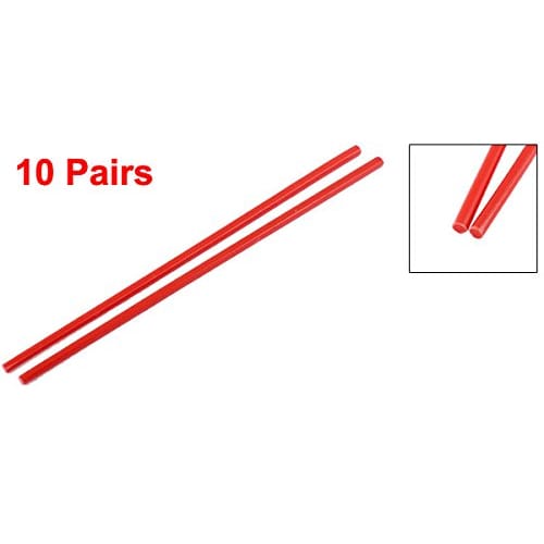 Uxcell Plastic Chopsticks, Red, Pack of 10, Chinese Style, Square Top