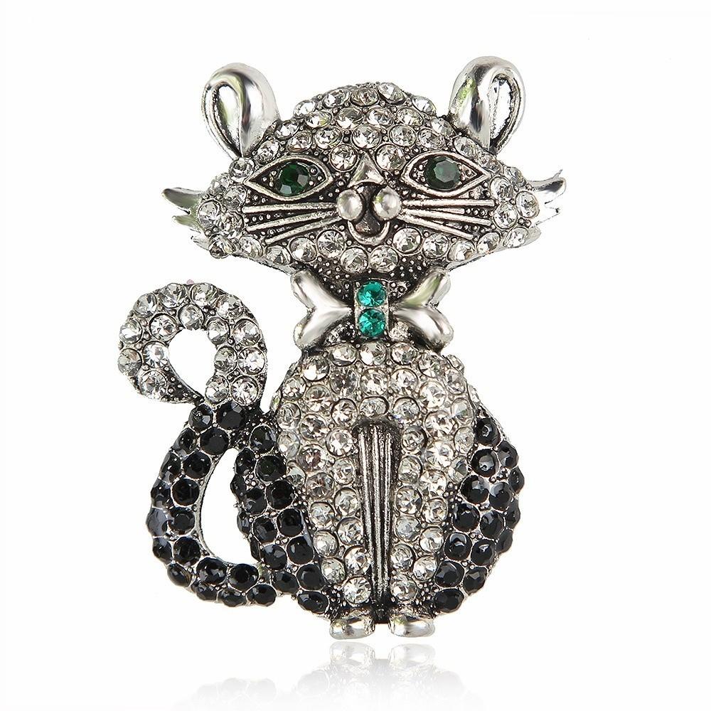Lovely Design Cat Brooches Rhinestone Vintage Pin Feminine Style Animal Brooch  Party Accessories