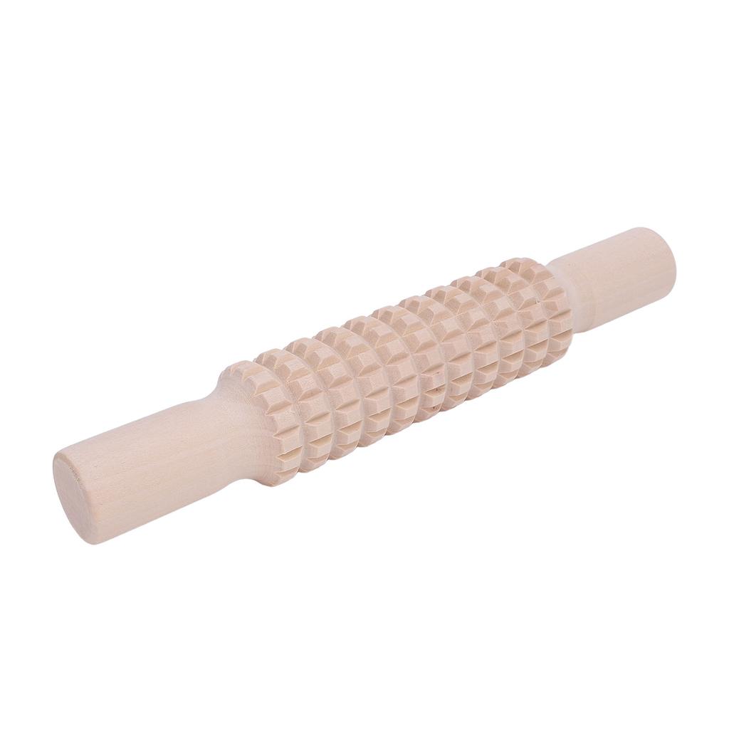 Clay Rolling Pin Grid Texture Wooden Roller Stick Pressing Tool for Pottery Art Projects