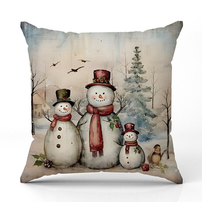 Christmas Snowman Print Pillow Case New Home Sofa Cushion Indoor Versatile Cushion Cushion