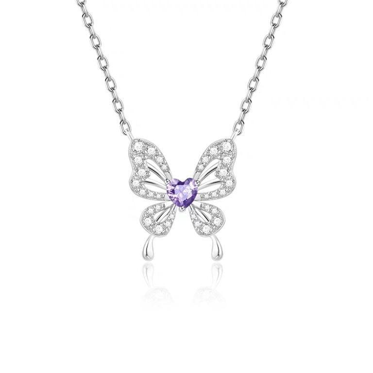 Sogno di una Notte di Mezza Estate Farfalla Viola Lusso Collana da Donna Clavicola