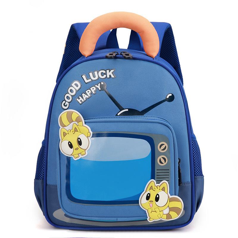 Tv Cat Letter Pattern Cartoon Toddler School Backpack With Spliced Design Color