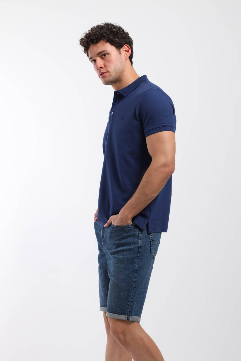 

Мужская футболка с воротником поло темно-синяя S темно-синий