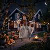 80 cm Halloween Animated Hanging Creepy Girl on Swing Decoration, Kicking Legs, Sound and Touch Activated