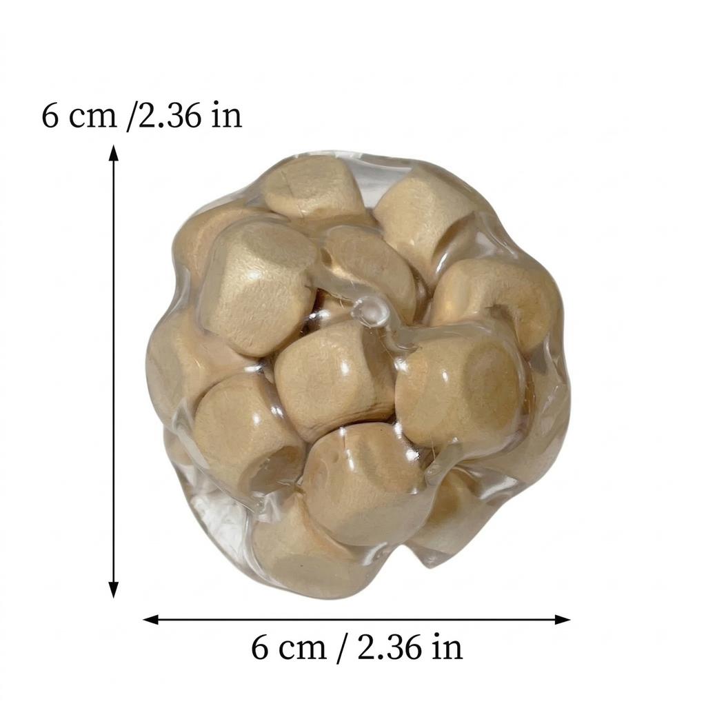 Handmade Wooden Noisy Ball Squishy Toy Creative Stress Relief Fidget Squeeze Ball Decompression Toy For Anxiety Relaxation