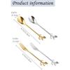 Gold Leaf Coffee Spoon Set of 4, 4.7 Inch Retro Dessert Espresso Spoons Cutlery Kitchen Tableware