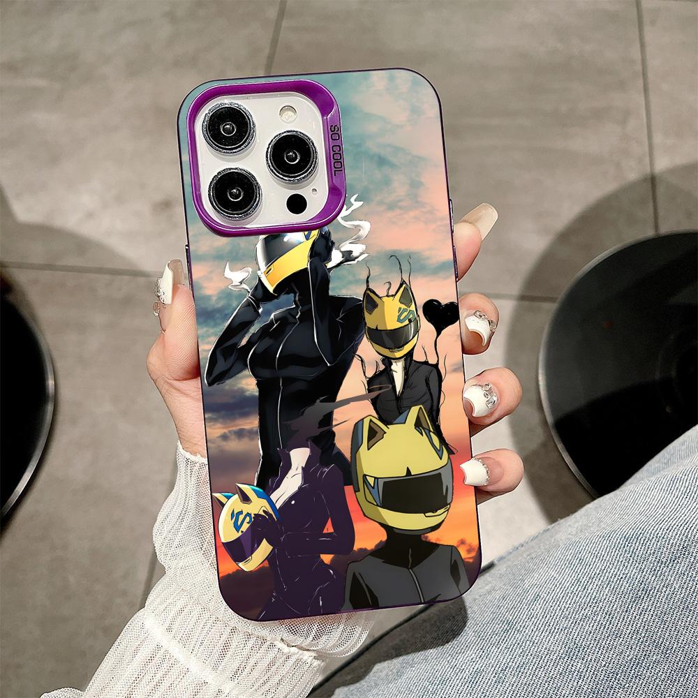 Anime Durarara Phone Case for iPhone 17 16 15 14 13 12 11 X XR XS Air Pro Max Plus Purple Colorful Silver Cover iPhone XR