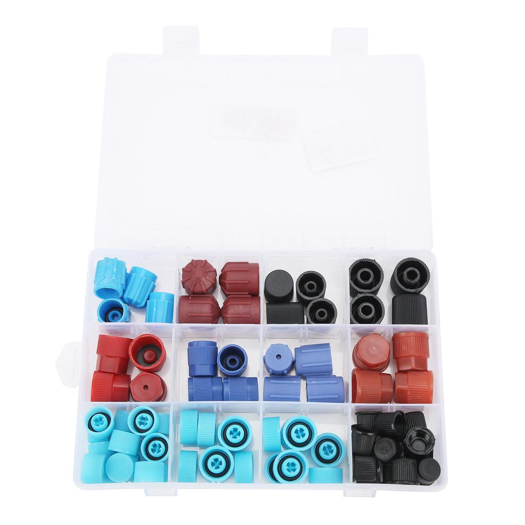 77pcs Air Conditioning Valve Core Caps Replacement A C System Repairing Accessory for Car