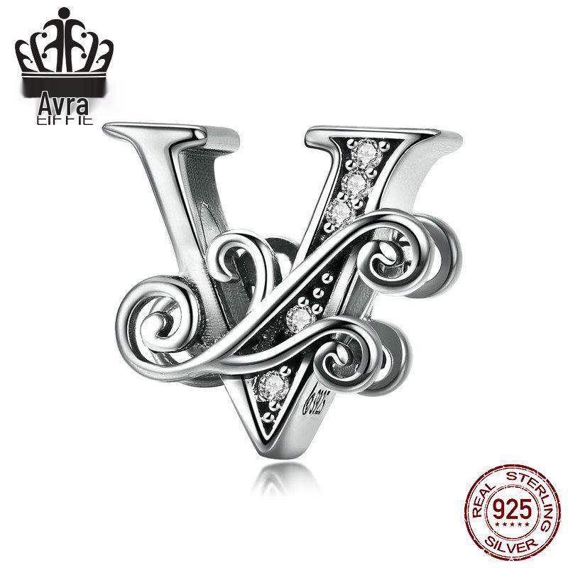 Avle 925 Sterling Silver English Letter Beaded Bracelet Beads