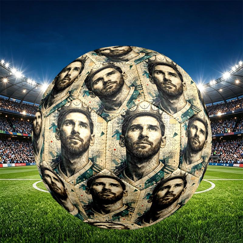 football player Print Size 5 Soccer Ball, PU Wear Resistant Football for Match Training and Daily Practice, Birthday Gift for Soccer Fans