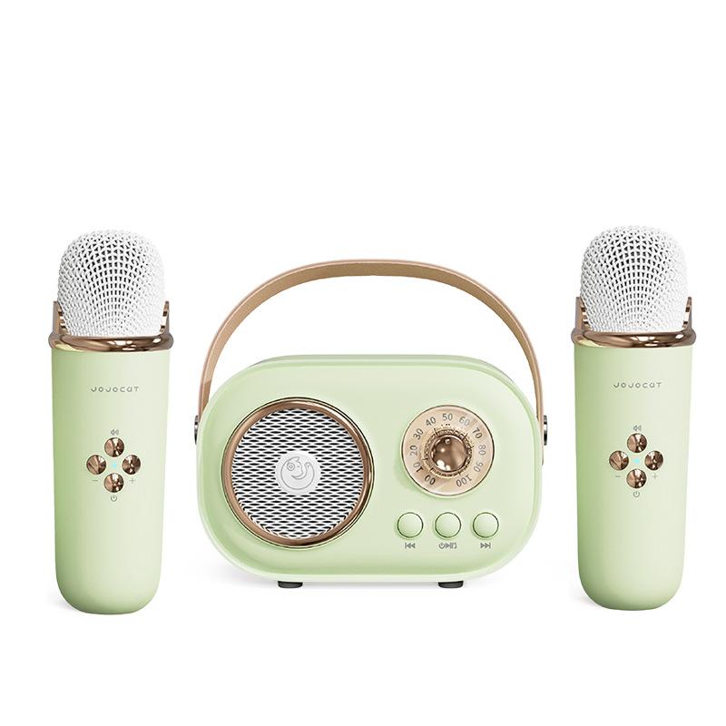 Bluetooth Speaker With 1-2 Wireless Microphone Support Karaoke TF Card FM Play HIFI Bass Handsfree Call Children's Birthday Gif