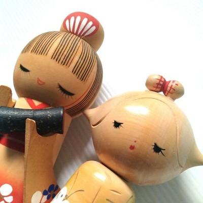 Kokeshi doll Retro wooden sosaku cute girls Japanese Kimono Ornament Japan