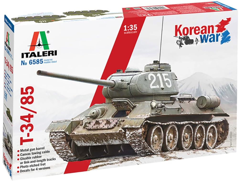 

Platz Italeri 1/35 Scale Democratic People s Republic of Korea T-34/85 Korean War Plastic Model Kit IT6585 (Tank)